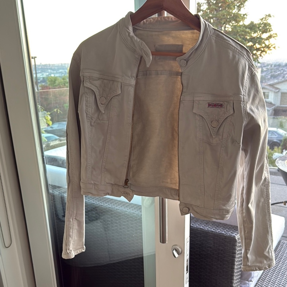 Hudson Cream Cropped moto Jacket
